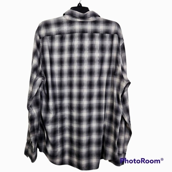 JOHN VARVATOS Black and Gray Plaid Lightweight Button Down Shirt - Picture 2 of 7